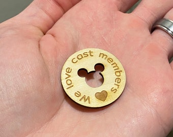 Símbolo de agradecimiento para miembros del elenco / Inspirado en Disney / Madera cortada con láser / Cabeza de Mickey