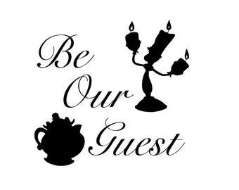 Disney Be Our Guest Wall Decal 12"x12" | Premium Design | Disney Chip Wall Decal |  Wall Vinyl Lumiere Mrs Potts