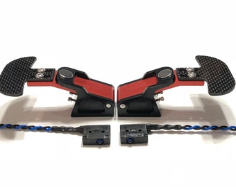 Juego de levas de cambio Sim Racing fabricadas en aluminio y fibra de carbono