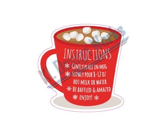Pegatinas con instrucciones de chocolate caliente