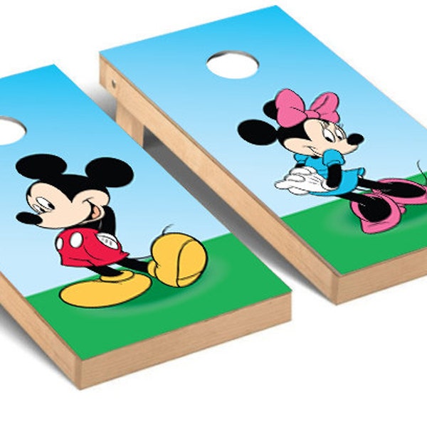 Mickey Mouse Minnie Mouse Cornhole Wrap | Non Laminated Baggo Skin | Disney Inspired | Disney Themed Sticker Wraps | Bag Toss Decal