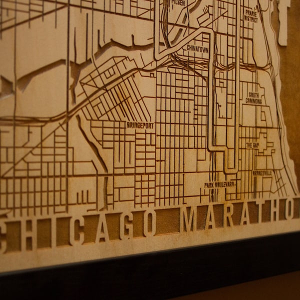 Mapa del Maratón de Chicago - Grabado con láser