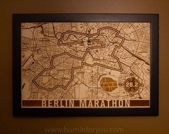 Berlin Marathon Laser Engraved Map