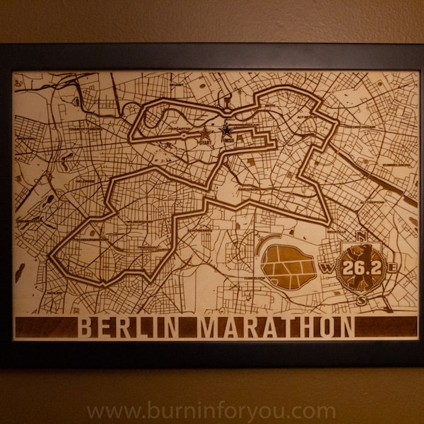 Berlin Marathon Laser Engraved Map