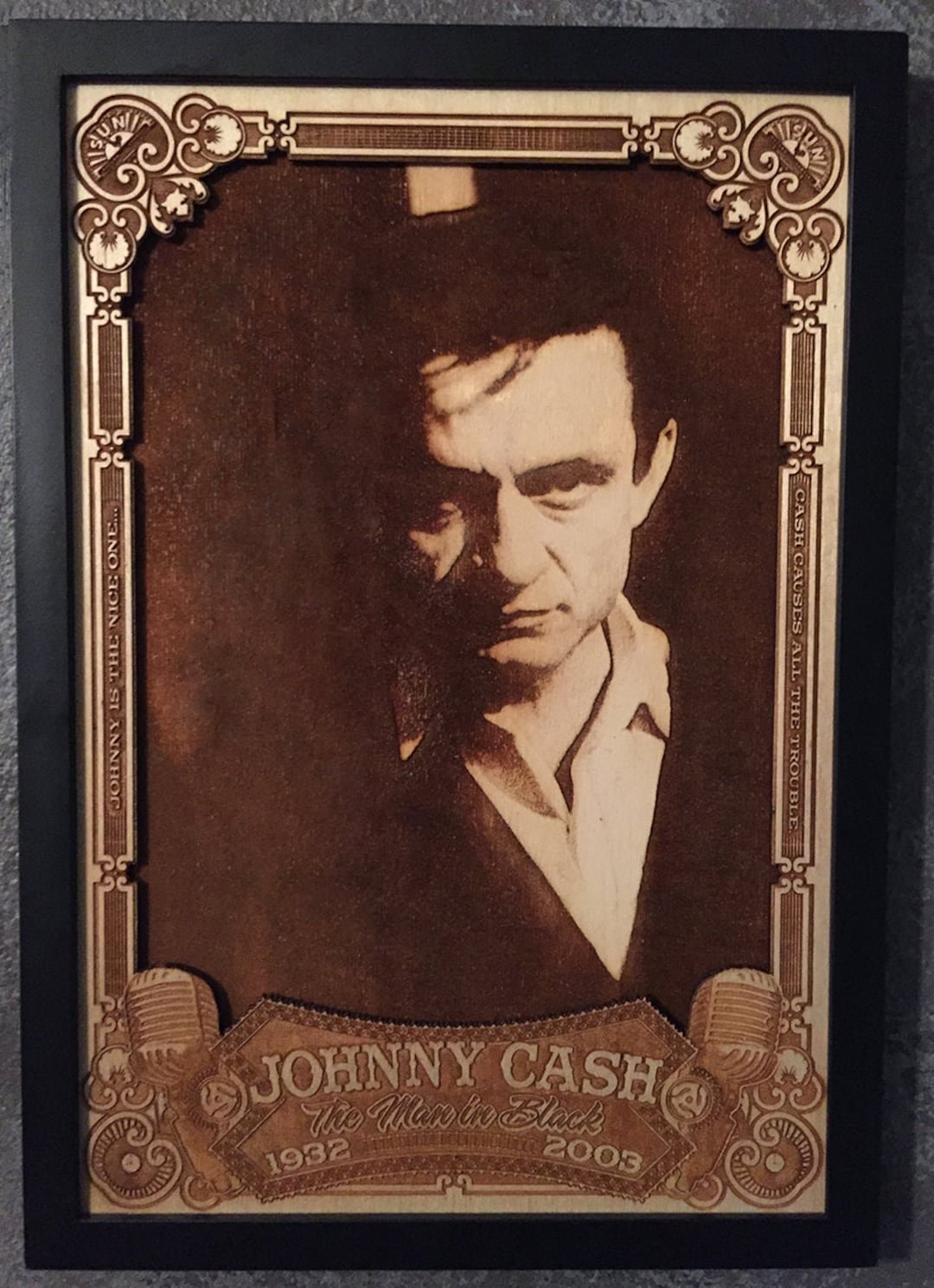Johnny Cash - the Man in Black - Laser Engraved Portrait - Etsy