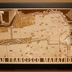 Lasergegraveerde kaart marathon San Francisco