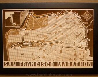 Mapa San Francisco Marathon grawerowana laserowo