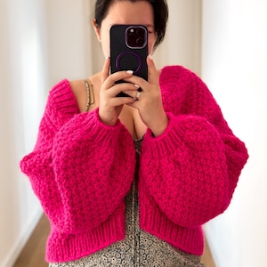 Hot pink cardigan sweater plus size discount