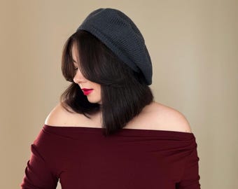 Handmade Wool Cashmere Knit Beret: Classic French Style