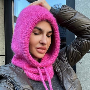 Knit Stylish Hood Hand Knitted Hood Fluffy Mohair Hood Women