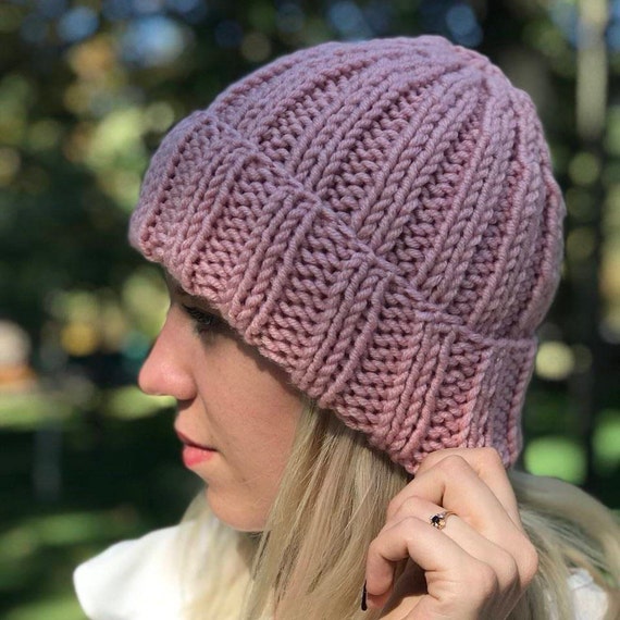 Knitted hat Slouchy woolen hat Women hat Knitting handmade | Etsy