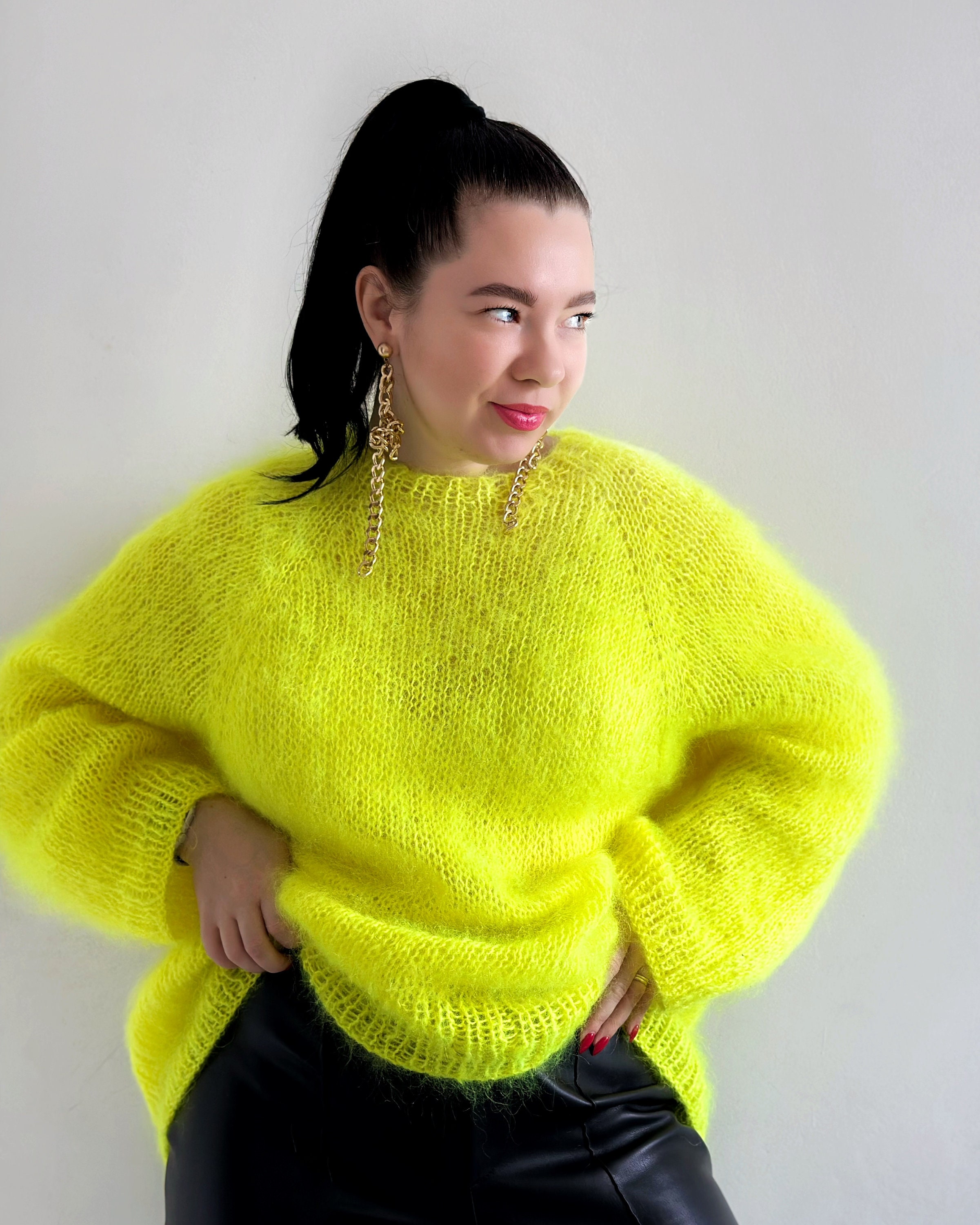 Mohair Hand Knit Sweater Oversized Wool Sweater Fuzzy Chunky Mohair Hand Knit Sweater Oversized Wool Sweater Fuzzy Chunky