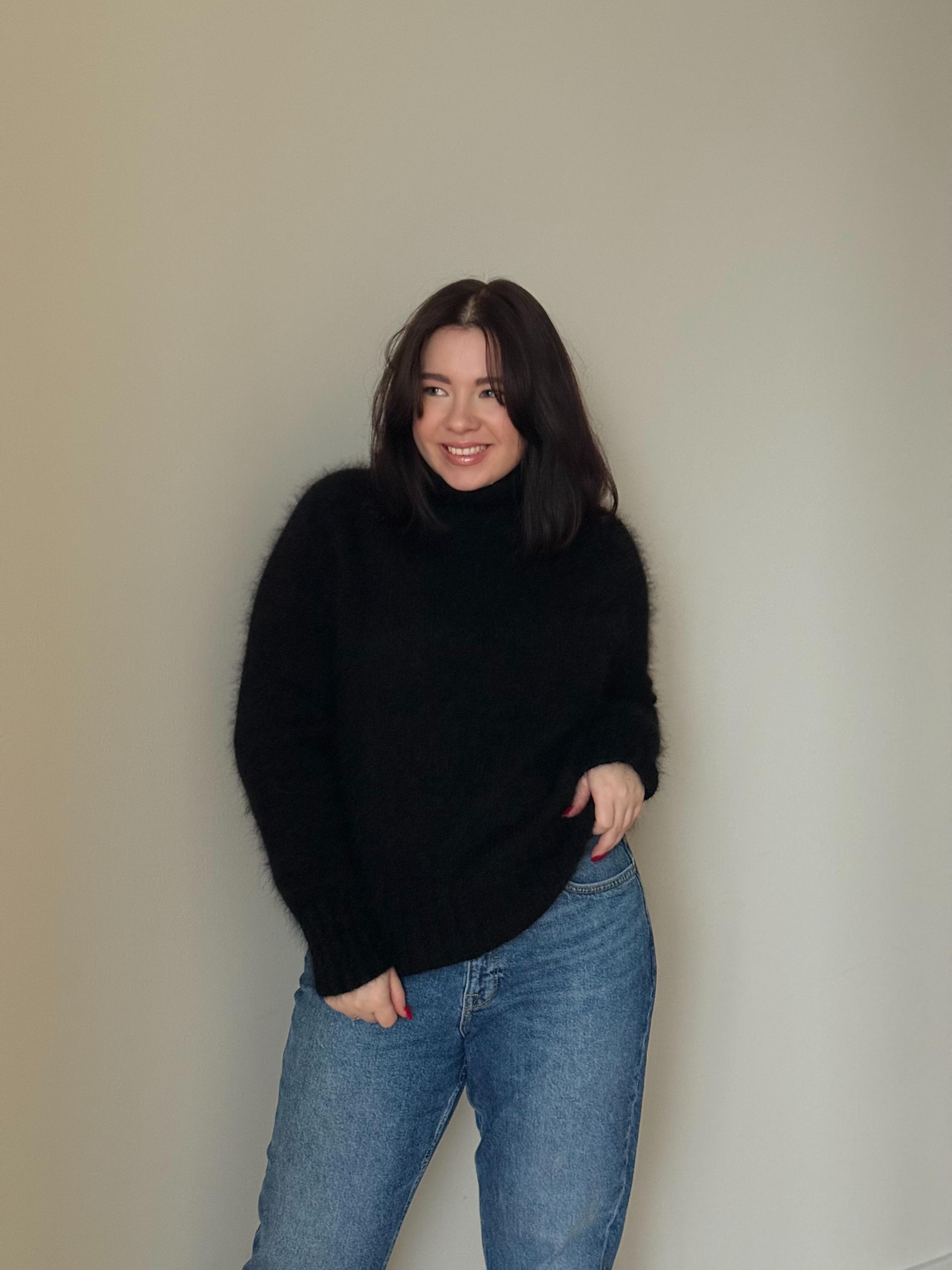 Fuzzy Angora Sweater Wool Turtleneck Knit Sweater for Women Fuzzy Angora Sweater Wool Turtleneck Knit Sweater for Women