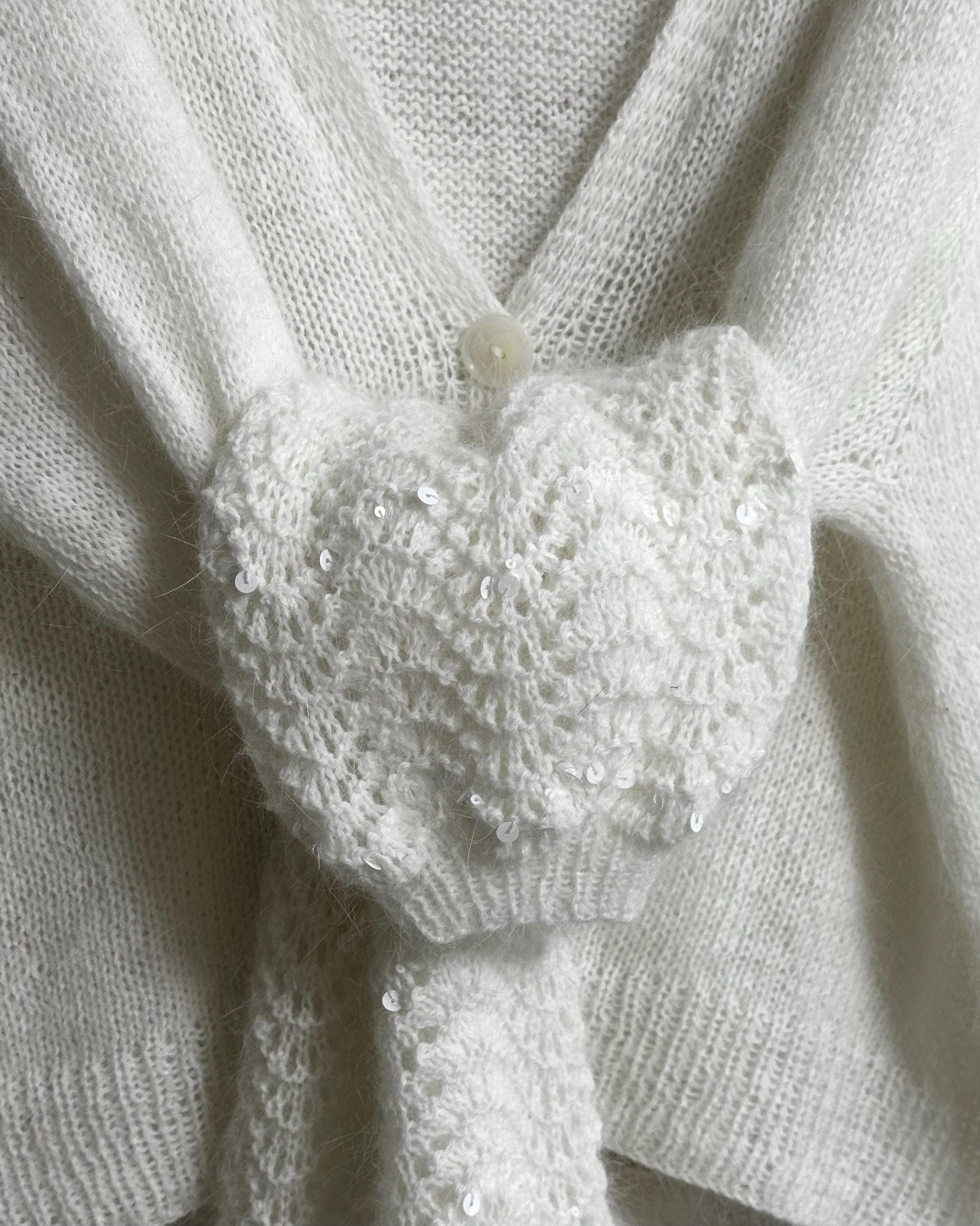 Angora Sweater Bridal Sweater White Angora Cardigan Cropped