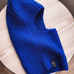 Stricken blaue Balaclava Damen Merino Wolle Balaclava Strick Haube Balaclava Hand gestrickt Ski Haube Ästhetische Kleidung Trendige Kleidung Bild 6