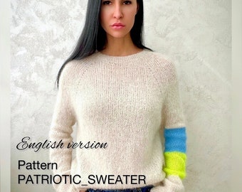 Knitting pattern sweater Easy knitting patterns Raglan knit sweater Digital pullover pattern