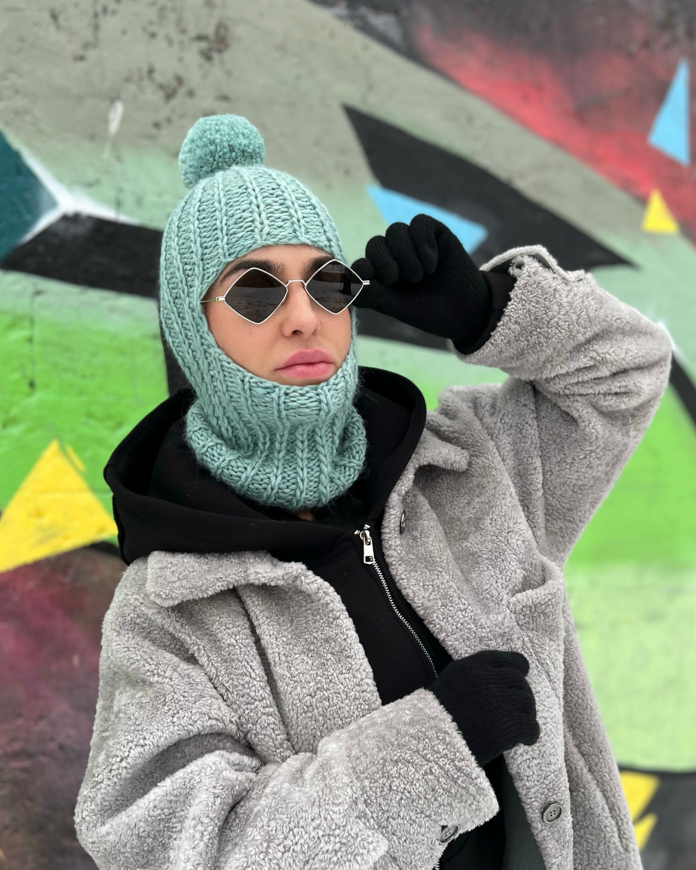Women's Knit Balaclava in Beautiful Colors, Face Mask