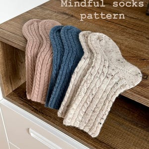 Cable Knit Socks Pattern: Mindful Seamless Toe Design (Digital PDF Pattern)