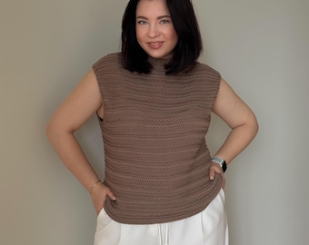 Hand-Knitted Cotton Tank Top: Minimalist Sleeveless Knitwear