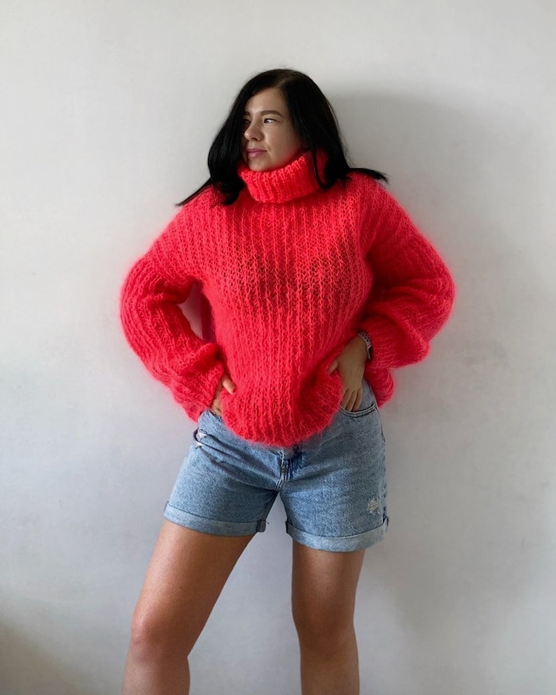 Oversize Knit Sweater Pattern Mohair Loose Knit Sweater Etsy