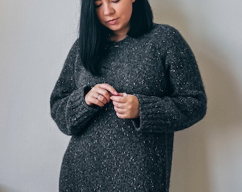 Oversized Raglan Sweater Knitting Pattern: Timeless Knit Dress PDF
