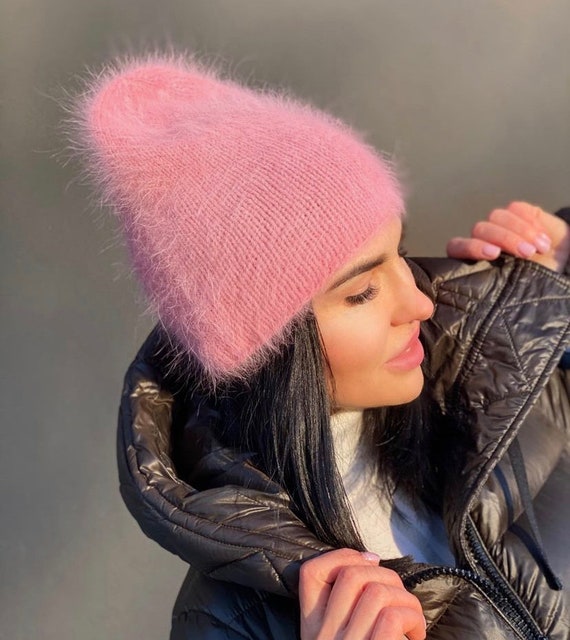 ★citybreeze★ Angora Knit Beanie_PINK Angora Beanie Angora Fluffy Hat Warm and Cozy Angora Hat