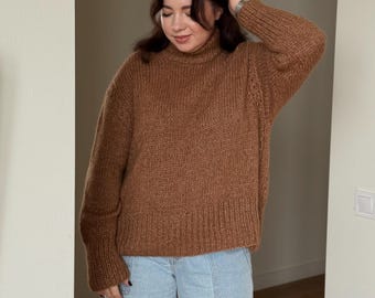 Hand Knitted Alpaca Blend Sweater, Merino & Cashmere Wool Pullover, Soft Cozy Winter Knit, Luxury Handmade Women Sweater