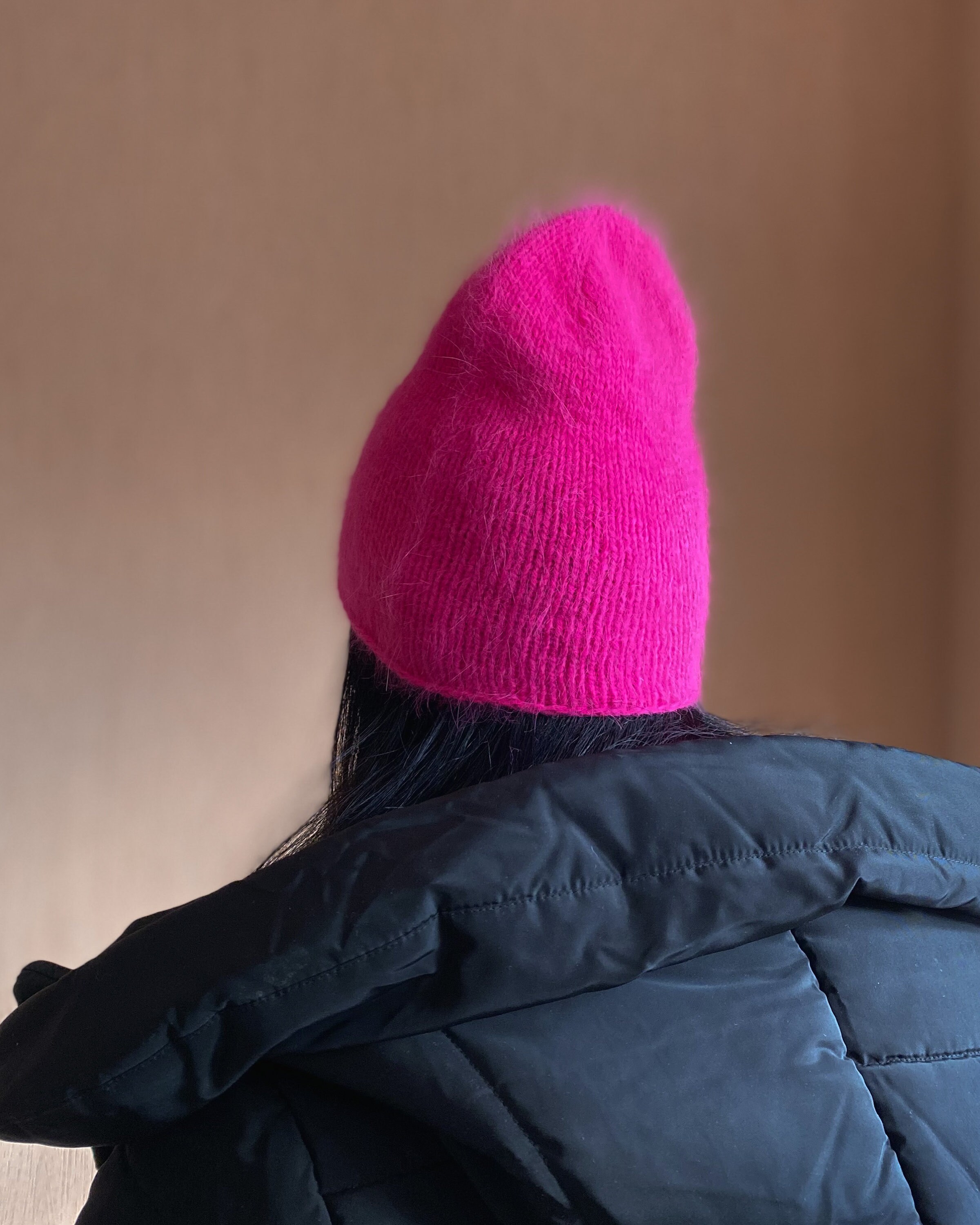 ??New Pink 80%Angora Fuzzy Slouchy Beanie Hat Soft Knit Fluffy Beanie | Only $ 20 | Organic Basics main image 4