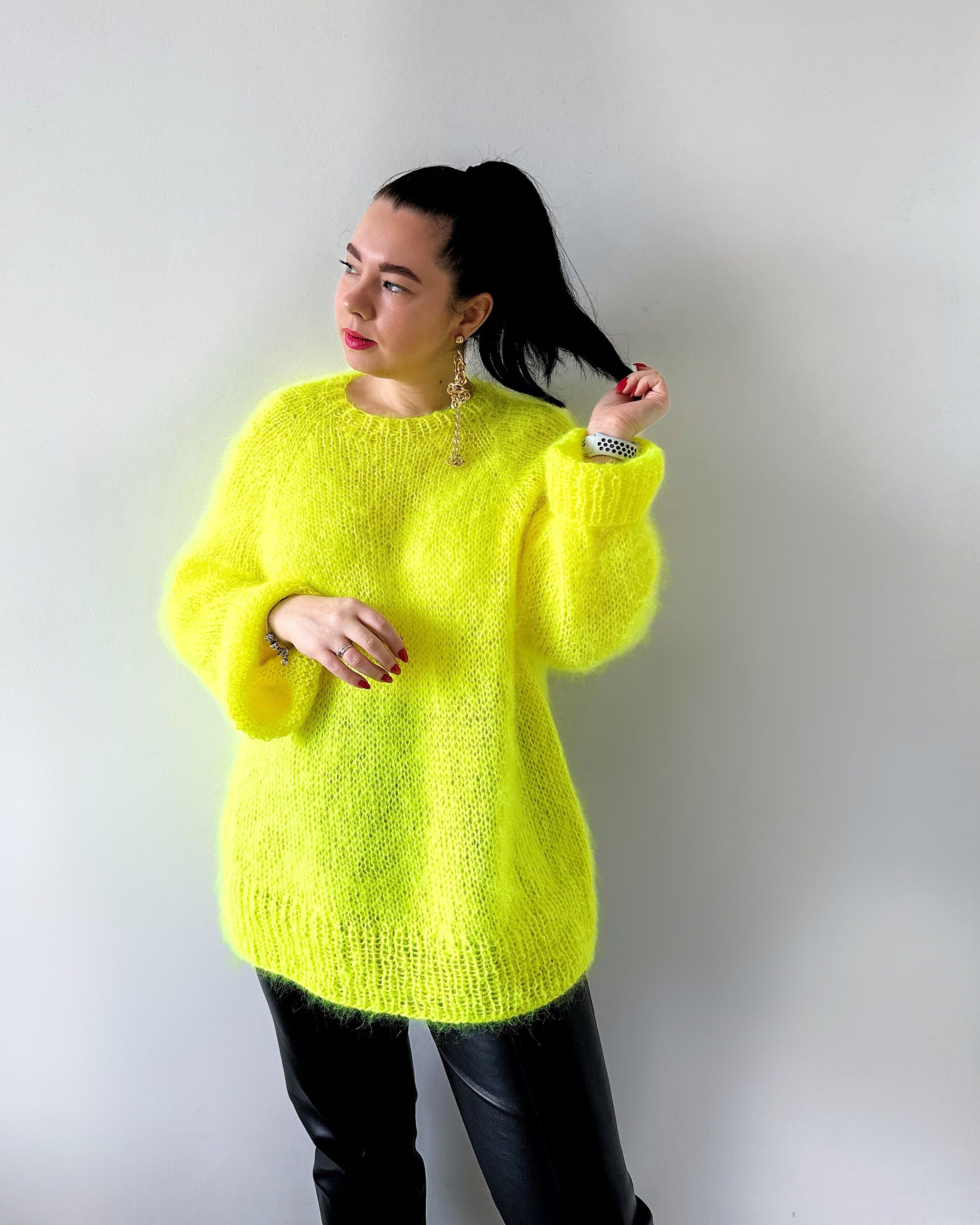 Mohair Hand Knit Sweater Oversized Wool Sweater Fuzzy Chunky Mohair Hand Knit Sweater Oversized Wool Sweater Fuzzy Chunky
