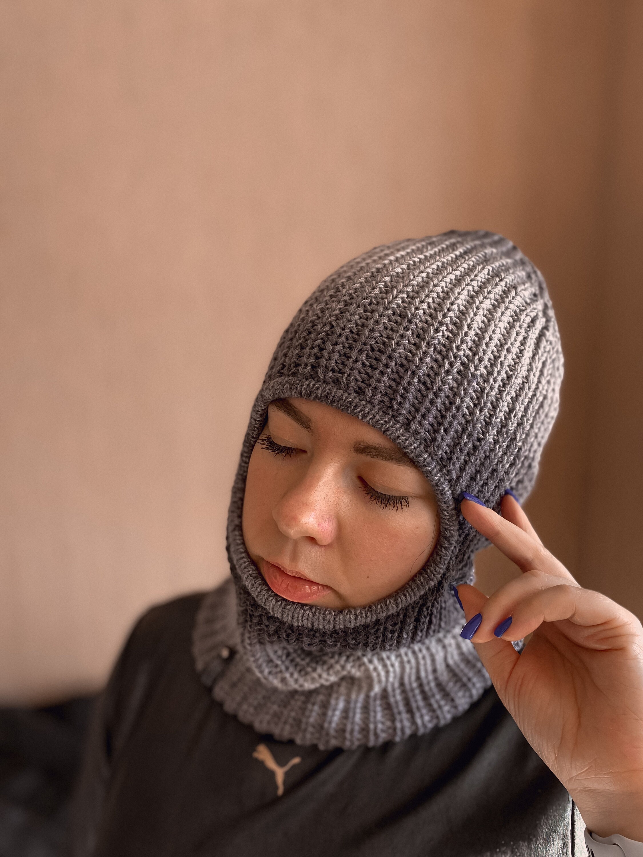 Double Knit Hat Balaclava Knit Winter Knit Hat Knit  display picture 1