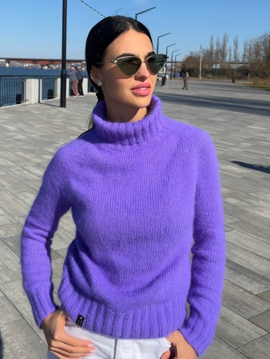 Fuzzy Angora Sweater Wool Turtleneck Knit Sweater for Women - Etsy