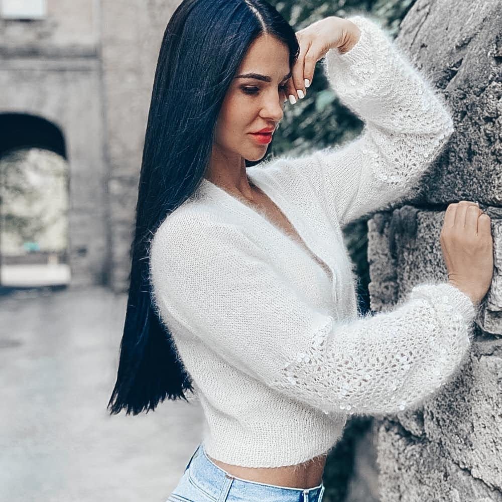 Angora sweater coat deals