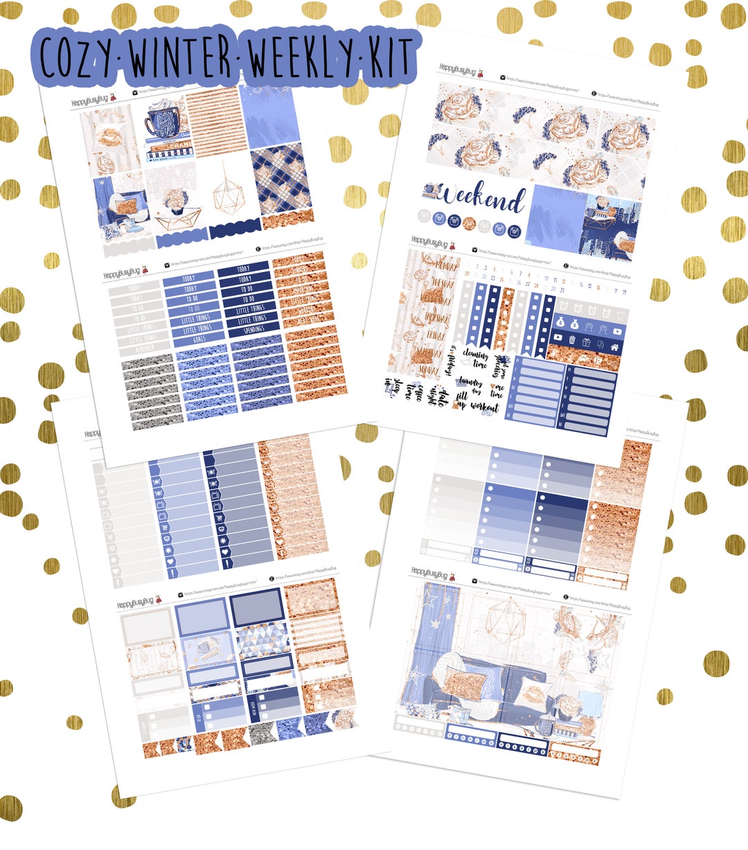 Cozy Winter Weekly Kit || Printable Planner Stickers W/ Silhouette Cut ...