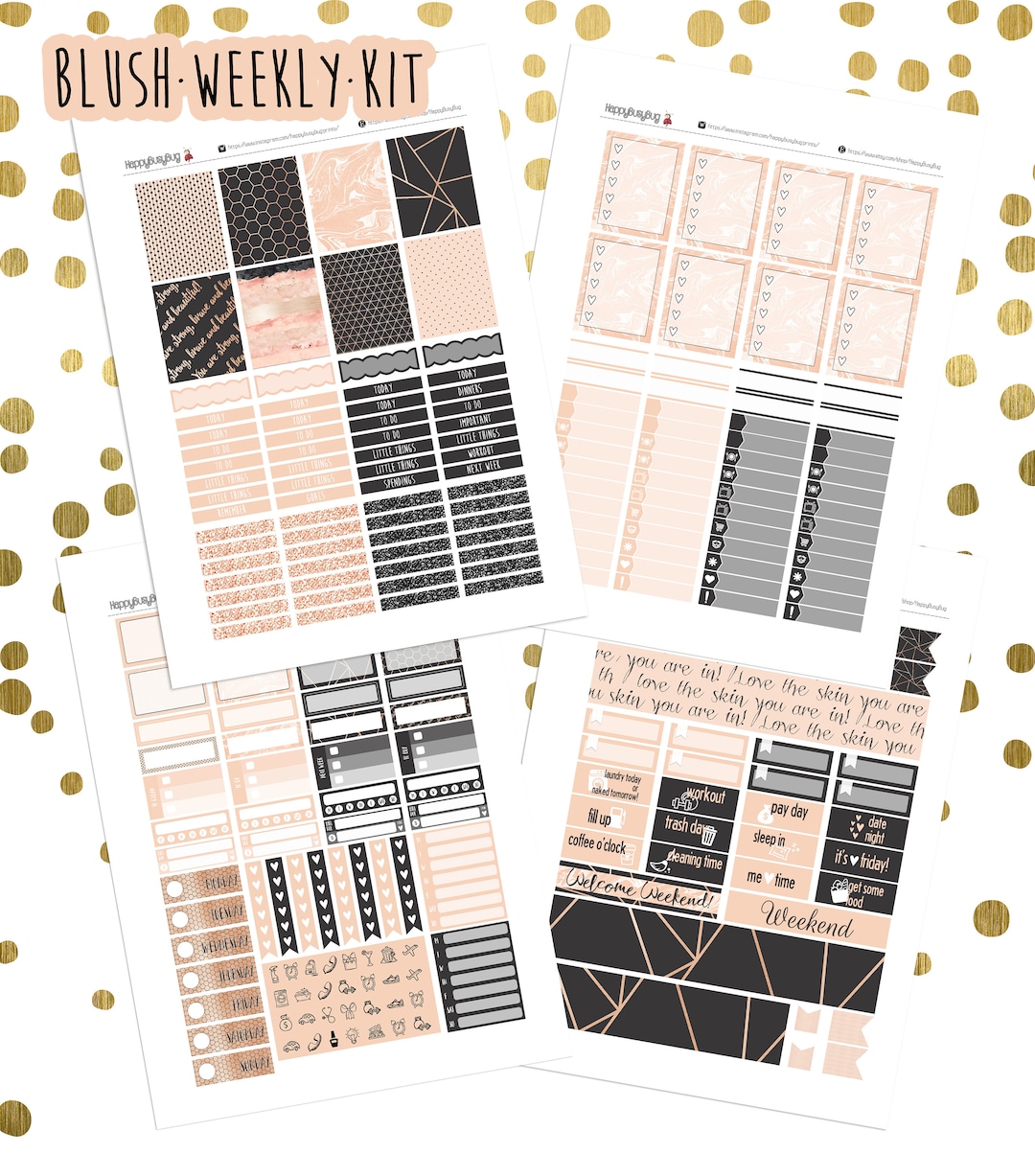 Blush Weekly Kit || Printable Planner Stickers || Erin Condren Plum ...