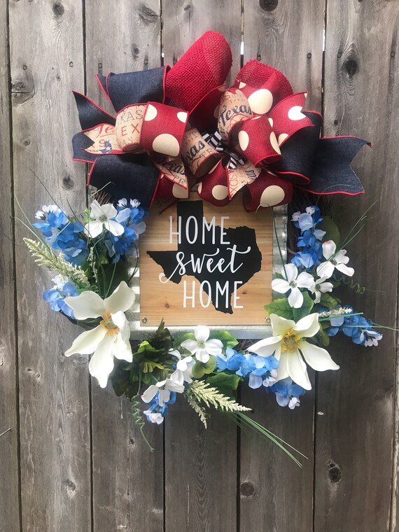HOME SWEET HOME Texas sign Grapevine Wreath