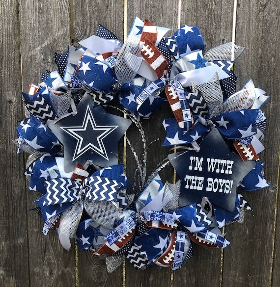 DALLAS COWBOYS WREATH, I'm with the boys sign, dallas cowboys football wreath, dallas cowboys decor