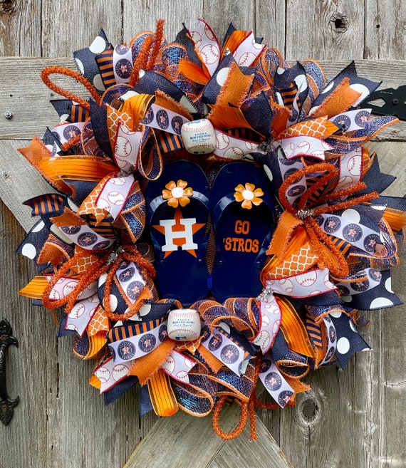 HOUSTON ASTROS Flip Flop WREATH, Astros Baseball wreath, baseball summer wreath