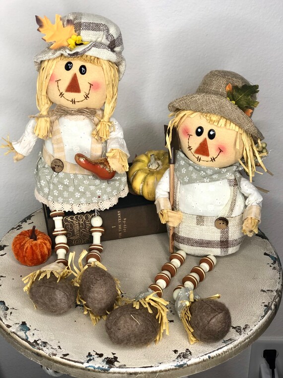 FALL Farmhouse GIRL scarecrow, girl fall scarecrow, decorative tray scarecrow, fall doll, fall accessory, fall decorations