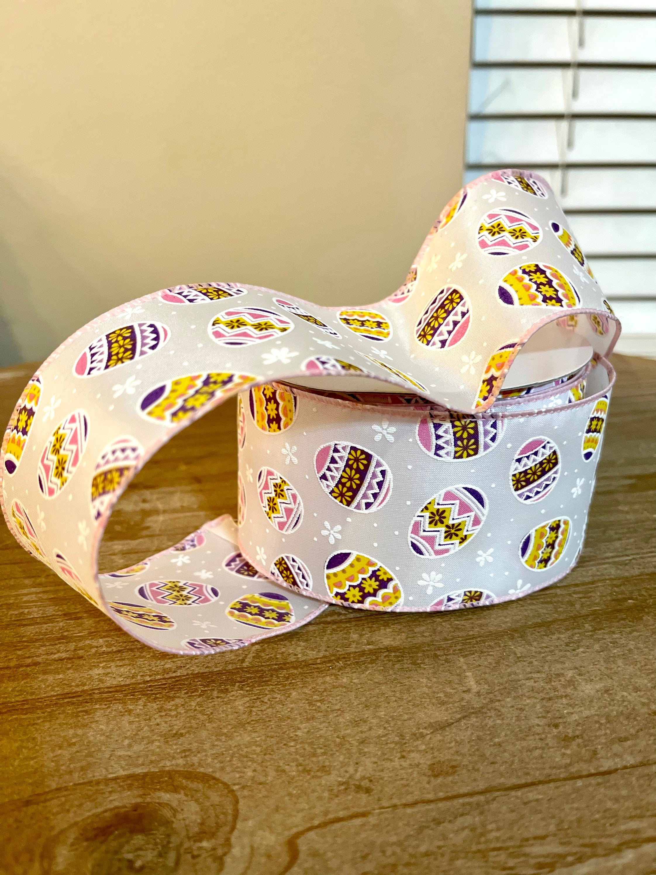 EASTER EGG white wired RIBBON 20 yards