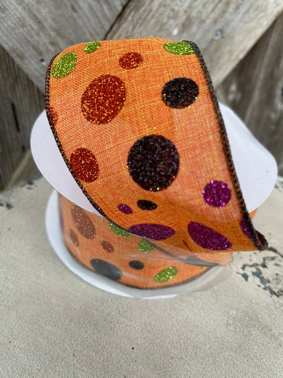 HALLOWEEN GLITTER polka dot RIBBON, Twenty yards