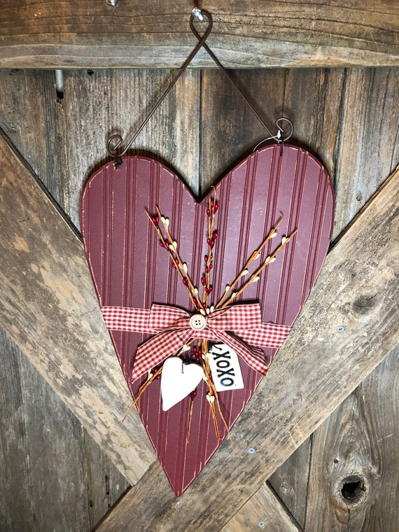 CLEARANCE! Red country wooden HEART Sign, valentine wall sign, heart sign, valentine heart decor, rustic heart sign