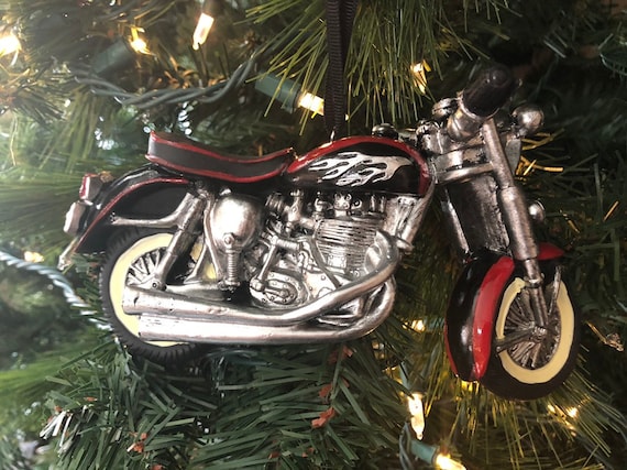 BIKER MOTORCYCLE ORNAMENT, Christmas Ornament, Motorcycle Christmas Decor, Black Motorcycle Ornament, Cool Motorcycle Ornament