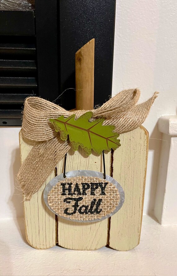 HAPPY FALL WHITE pumpkin wooden sign, pumpkin fall sign, white fall sign, decorative tray pumpkin sign