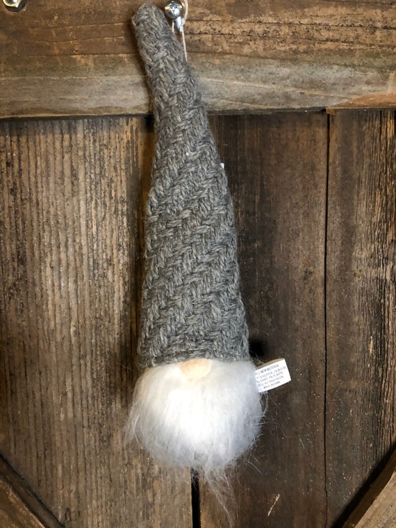 GNOME ORNAMENT, Grey Weave FARMHOUSE gnome Christmas Ornament, Farmhouse Christmas Decor, Grey Gnome, Gnome Tray Decor