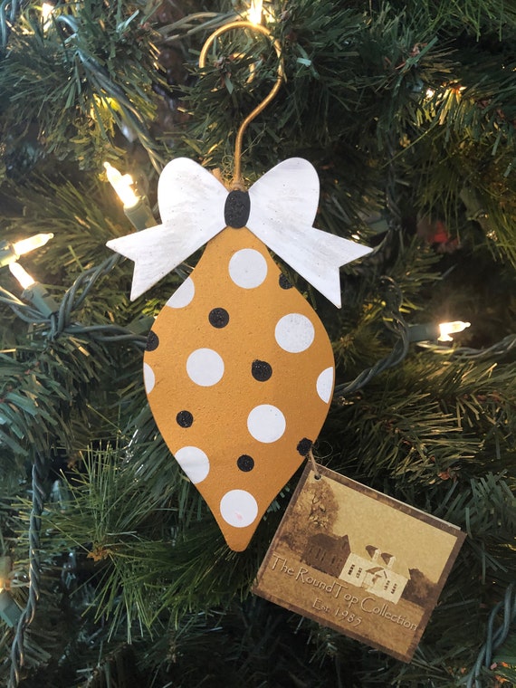 GOLD and WHITE CHRISTMAS polka dot metal ornament, Christmas ornament, Christmas Decor Gold and white tree decoration