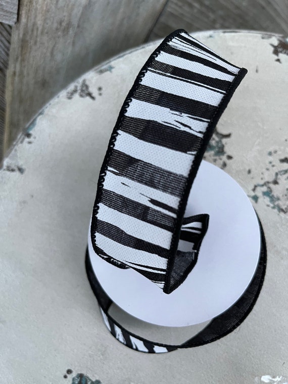 HALLOWEEN Black white RIBBON, Skelton stripe ribbon