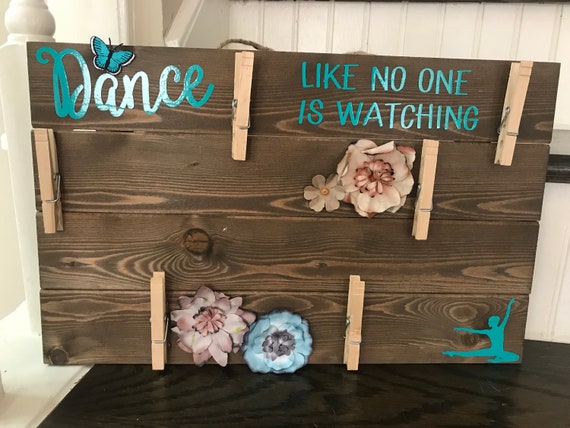 Dance Like No One is Watching Wooden Sign, Wood Picture with clips, Picture Display Board, Picture Board with clips,