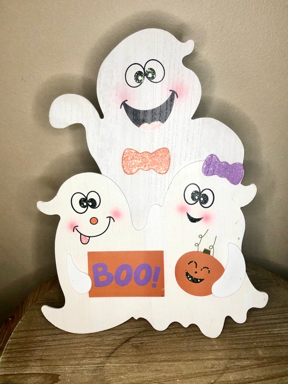 BOO sign, ghost halloween door decor, ghost sign, boo ghost doorway and mantle sign