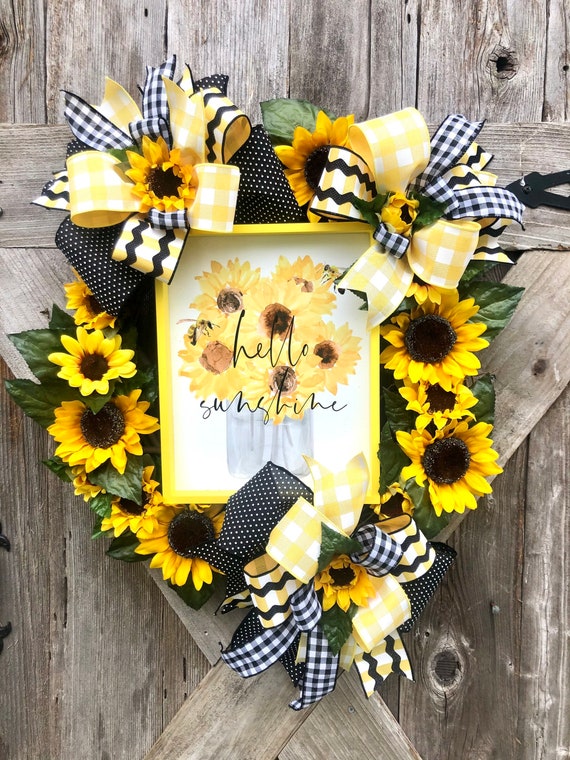 HELLO SUNSHINE SUNFLOWER wreath Grapevine wreath, spring wreath