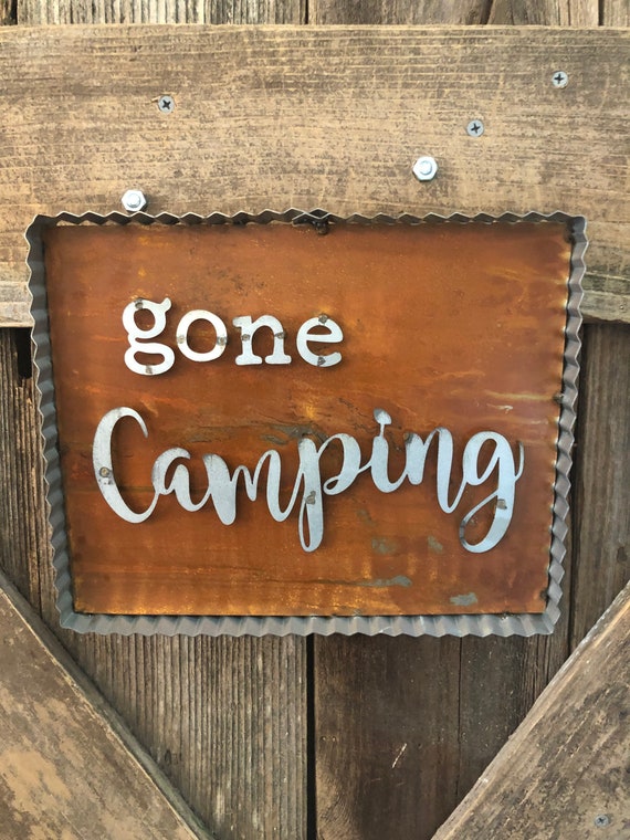 GONE CAMPING Metal sign, gone camping sign, camping decor, camp sign